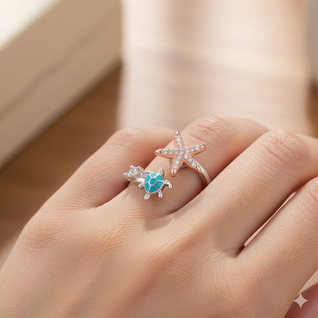 Pierścionek Antystresowy „Żółw i Rozgwiazda”